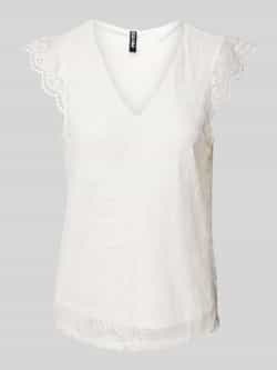 Pieces Kanten top PCOLLINE SL LACE V-NECK TOP WVN NOOS