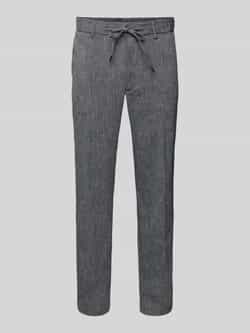 Boss Regular tapered fit linnen broek met tunnelkoord model 'Kane'