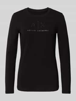 Armani Exchange Shirt met lange mouwen ronde hals en labelprint