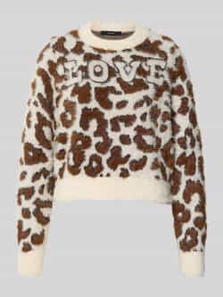 Vero Moda Regular fit gebreide pullover met all-over motief model 'JUNGLE'