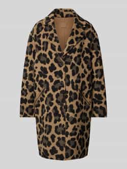 Marc Cain Relaxed fit lange wollen jas met all-over dierenprint