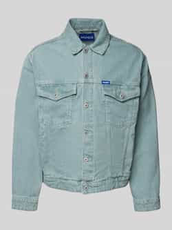 Hugo Blue Jeansjack met borstzakken en labelstitching model 'Dex'