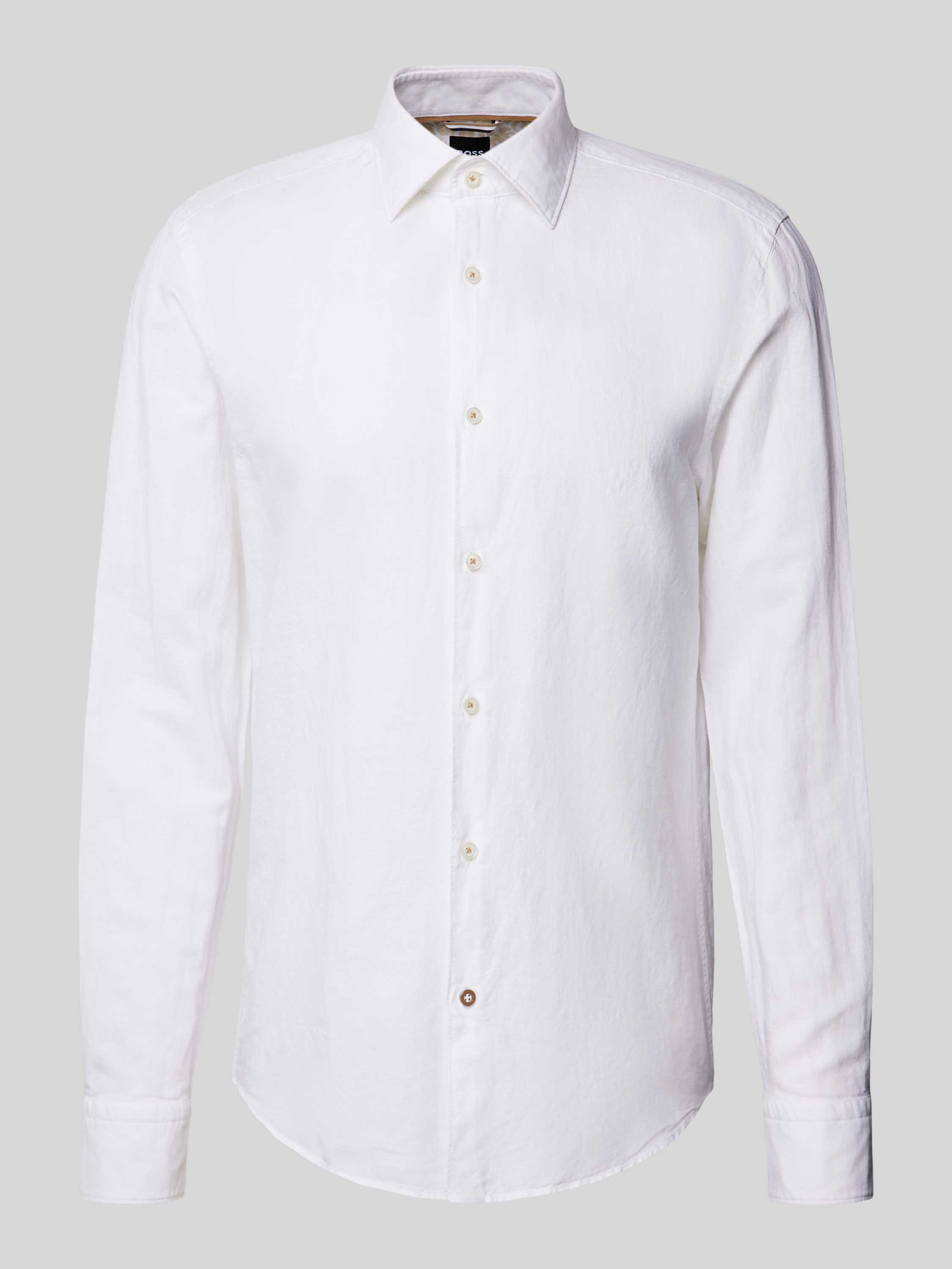 Hugo Boss Witte Linnen Katoenen Casual Fit Overhemd White Heren