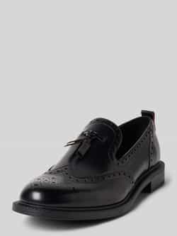 HUGO Loafers van leer met Boedapester details