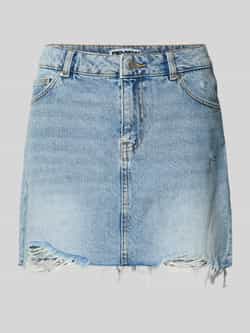 Review Jeansrok in destroyed-look met knoop- en ritssluiting