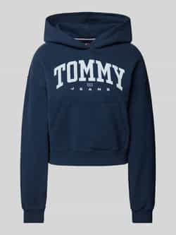 Tommy Jeans Korte hoodie met labelprint model 'VARSITY'