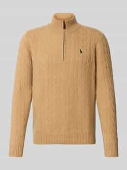 Polo Ralph Lauren Gebreide pullover van een mix van katoen en kasjmier met opstaande kraag