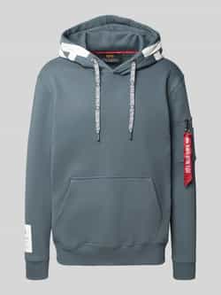 Alpha industries Hoodie met kangoeroezak en ritszak opzij