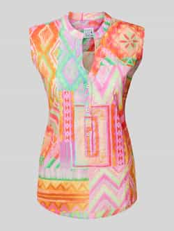 Emily Van den Bergh Blousetop met all-over motief model 'Multi Aqua Patch'