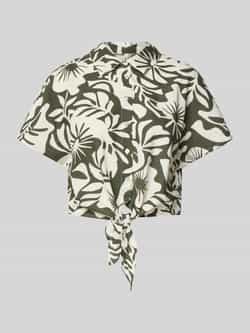 Only Korte overhemdblouse van een mix van viscose en katoen met linnen model 'JAKIRI'