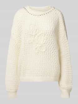 Liu Jo White Oversized gebreide pullover met mohair en lanawol