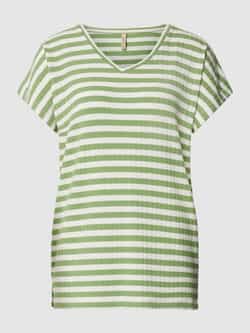 Soyaconcept Shirt met korte mouwen SC-KAIZA 3 T-shirt basic met V-hals en streeplook