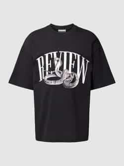 REVIEW T-shirt met motief- en labelprint