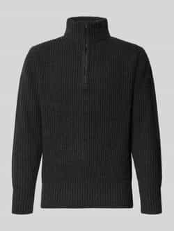 G-Star Raw Gebreide pullover van lanawolmix met opstaande kraag en ritssluiting