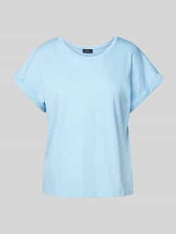 Monari T-shirt met geribde ronde hals