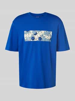 Hugo Blue T-shirt met motiefprint model 'Nurix'