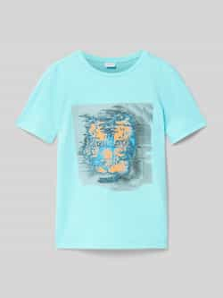 S.Oliver T-shirt met printopdruk blauw Katoen Ronde hals Printopdruk 128 134