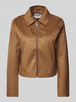 Only Regular fit jack in leerlook met fly-away-kraag model 'TULIP'