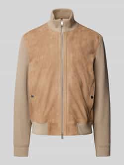 Boss Leren jack met opstaande kraag model 'Mersey'