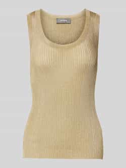 MOS MOSH Geribbelde Gebreide Tanktop Goud Yellow Dames