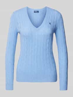 Polo Ralph Lauren Gebreide pullover van een mix van wol en kasjmier met kabelpatroon