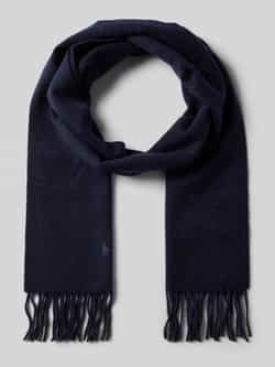 Polo Ralph Lauren Sjaal van kasjmier met logostitching model 'FRINGE'