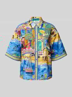Shiwi Blouse van een mix van viscose en linnen in een all-over look model 'Emily'