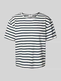 Tommy Hilfiger Shirt met korte mouwen MODERN CO LINEN C-NK SS met strepenpatroon verkoelend premium linnen
