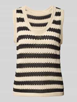 Ichi Zachte Gebreide Top Zwart Amandelmelk Streep Multicolor Dames