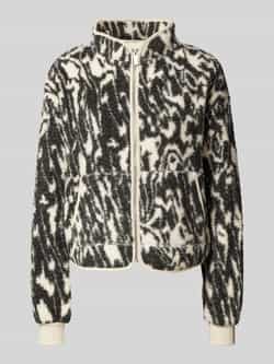 Q S by s.Oliver teddy fleece vest met print ecru zwart