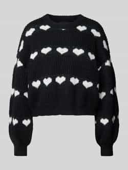 Pieces Regular fit gebreide pullover met gebreid hartjesmotief model 'NOVE'