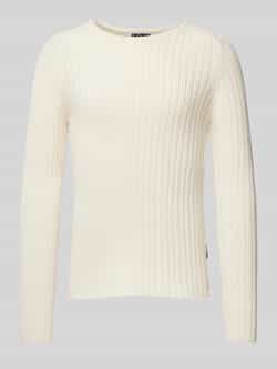 REVIEW Gebreide pullover met geribde ronde hals