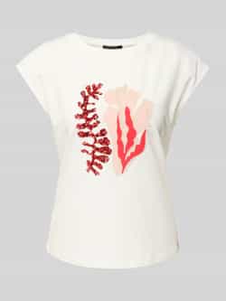 comma T-shirt met geribde ronde hals