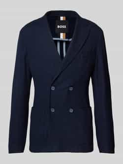 Hugo Boss Blauw Dubbelborst Lichtgewicht Geweven Jas Blue Heren