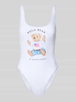 Badpak met polo bear motiefprint Badpak met polo bear motiefprint
