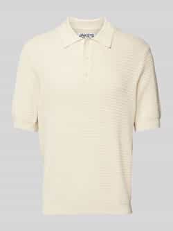 Poloshirt van viscosemix met structuurmotief