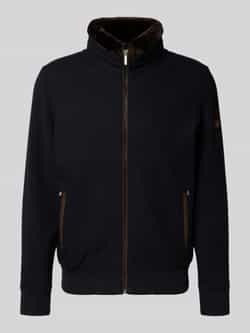 Bugatti Cardigan met bontkraag en ritssluiting