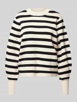 Jake*s Collection Gebreide pullover van viscosemix met ballonmouwen