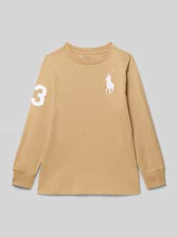 Polo Ralph Lauren Teens Shirt met lange mouwen labelstitching en ronde hals