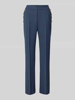 S.Oliver BLACK LABEL Regular fit pantalon met viscose hoge taille en decoratieve knopen