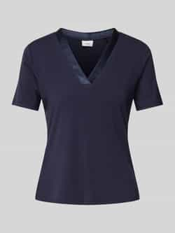 S.Oliver BLACK LABEL Regular fit T-shirt van viscosemix met satijnen hals