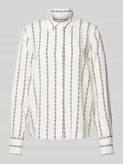 Seidensticker Overhemdblouse Zwarte roos Lange mouwen kraag kettingenprint