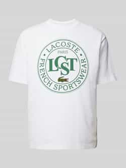 Lacoste Heren T-shirt Wit Logo Print White Heren