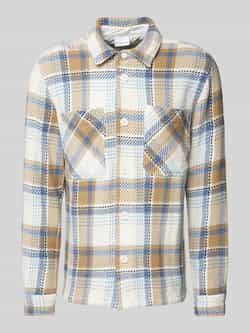 Knowledge Cotton Apparel Overhemdjack met kentkraag