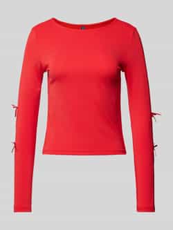 Pieces Regular fit shirt met lange mouwen met strikken model 'SELINA'