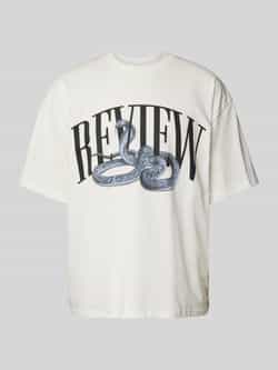 REVIEW T-shirt met motief- en labelprint