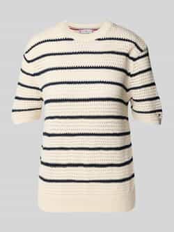 Tommy Hilfiger Regular fit gehaakte pullover van katoenmix