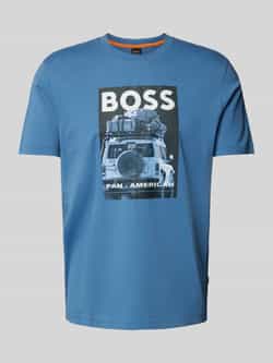 Boss Orange T-shirt met label- en motiefprint model 'mextour'