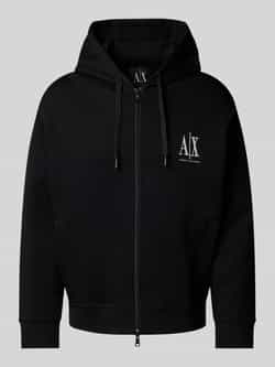 Armani Exchange Hoodie met rits en minimalistisch design Black Heren