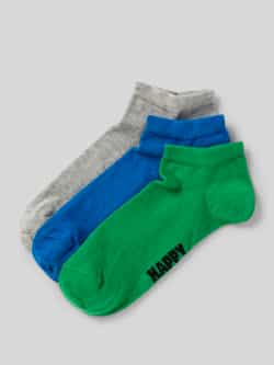Happy Socks Sneakersokken met stretch model 'Solid' in een set van 3 paar